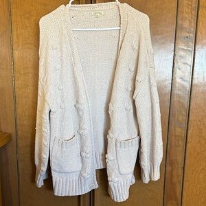 JODIFL Cream Open-Front Bobble Detail Cardigan